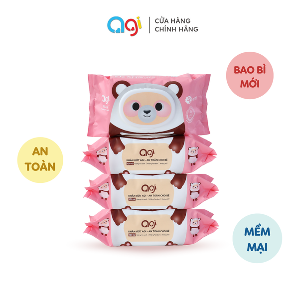  Combo 4 gói khăn ướt Agi 100 tờ có hương [ BAO BÌ MỚI ] 