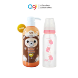 (Mới) Combo 1 chai sữa tắm gội  Agi 500ml (Hoa Anh Đào) + 1 Bình sữa PP Agi 250ml 