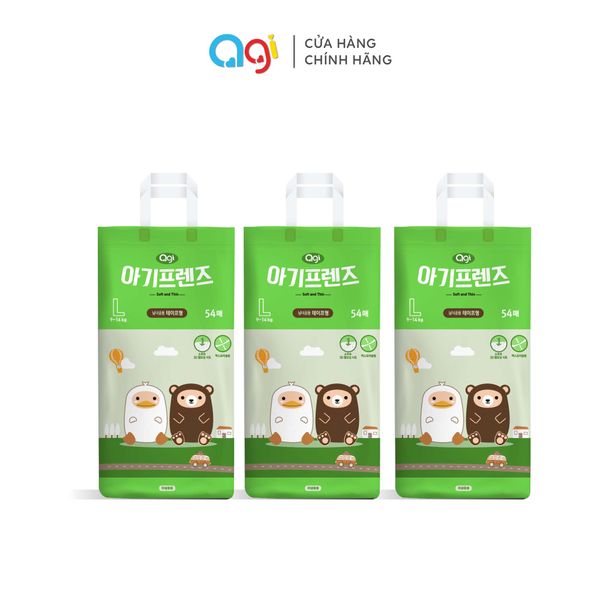  Combo 3 gói Tã Dán Agi - Size L ( TẶNG 1 HỘP MIẾNG LÓT THẤM SỮA AGI, 1 GÓI 80 TỜ CON MÈO VÀ 1 TÚI TOTE AGI NGẪU NHIÊN ) 