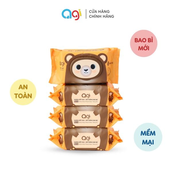  Combo 4 gói khăn ướt Agi 100 tờ không hương [ BAO BÌ MỚI ] 