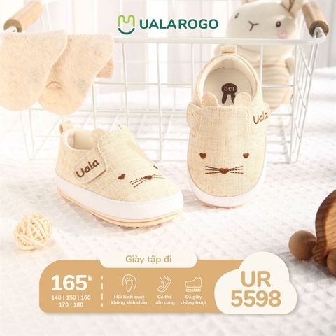  Giày tập đi Uala Rogo 5598 mèo hồng/ghi/be 