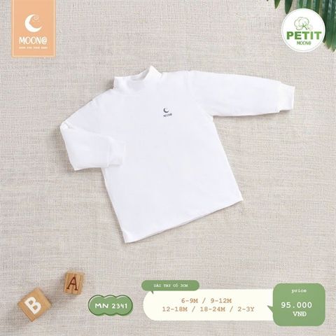  Áo DT cổ 3cm Moon petit trắng 12-18m 