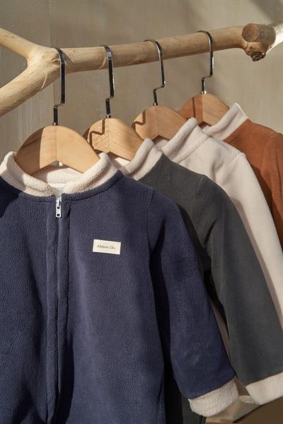  Áo khoác cài thẳng Abbieoh lông cừu basic xanh navy 3y 