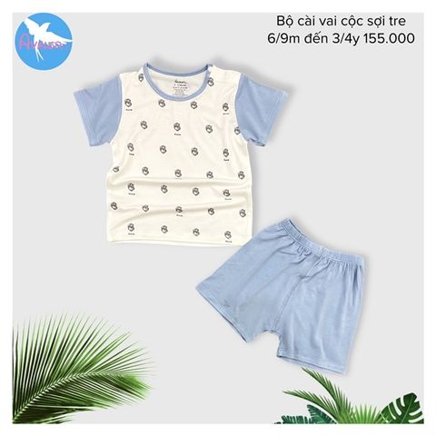  Bộ cộc tay cài vai Avaler sợi tre cho bé size  6m-4y 23AV05 