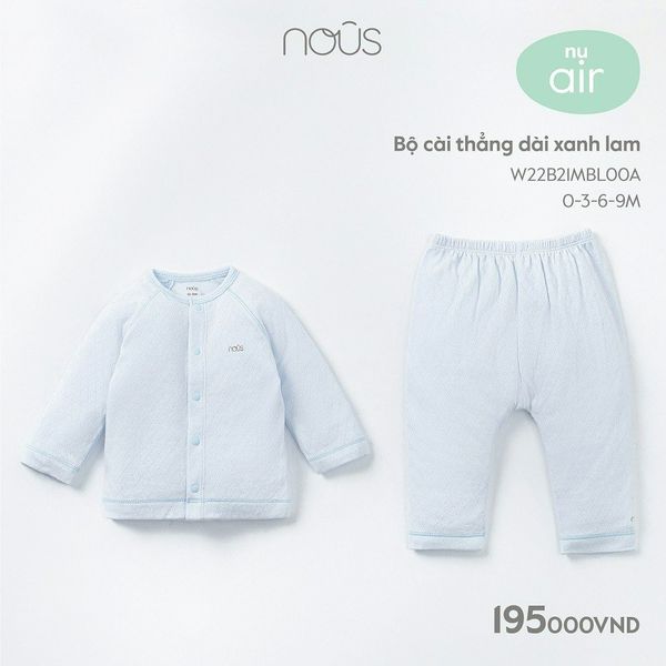  Bộ cài thẳng dài Nous air xanh lam 0m-3m 