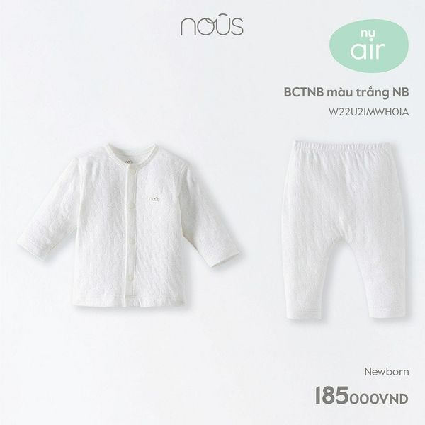  Bộ quần áo dài tay Nous air màu trắng NB 