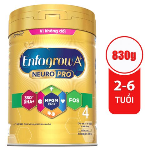 EnfagrowA+ 4 Neuropro+DHA+MFGM+FOS Vani từ 2-6Y 830gNew