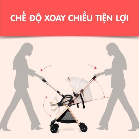  Xe đẩy Belecoo 2 chiều màu xám 