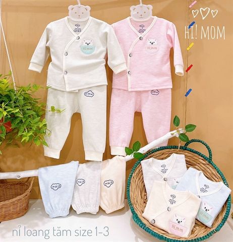  Bộ DTCL Hi Mom nỉ loang tăm thỏ nhiều màu size 1/2/3 