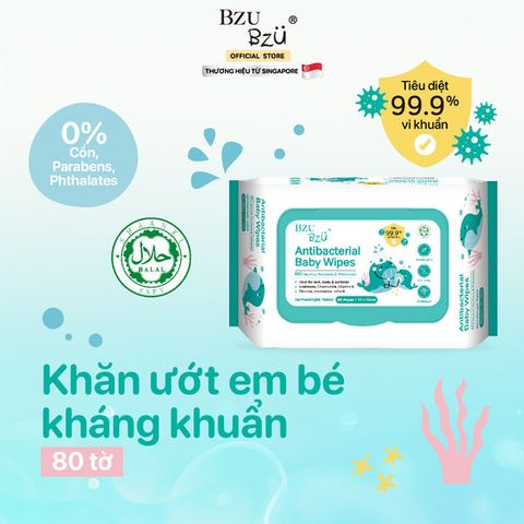  Khăn ướt kháng khuẩn Bzu Bzu 80 tờ 0M+ 