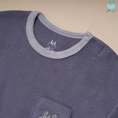  Bộ DT Little Love nỉ nhung viền gấu túi ngực navy 