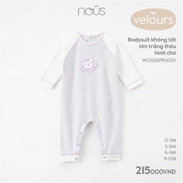  Body DTCS Nous velours thêu chó tím trắng 6m 