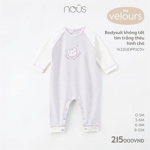  Body DTCS Nous velours thêu chó tím trắng 9m 