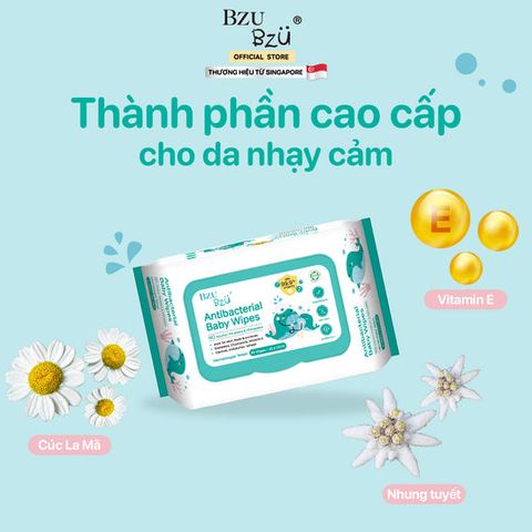  Khăn ướt kháng khuẩn Bzu Bzu 80 tờ 0M+ 