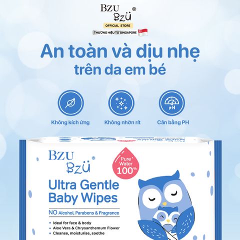  Khăn ướt dịu nhẹ Bzu Bzu 30 tờ 0M+ 