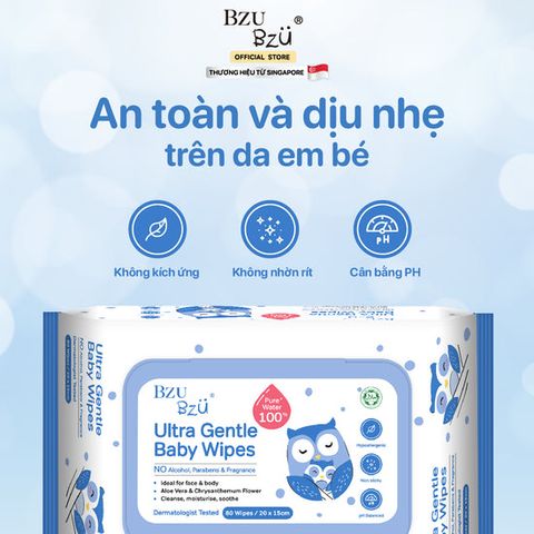  Khăn ướt dịu nhẹ Bzu Bzu 80 tờ 0M+ 