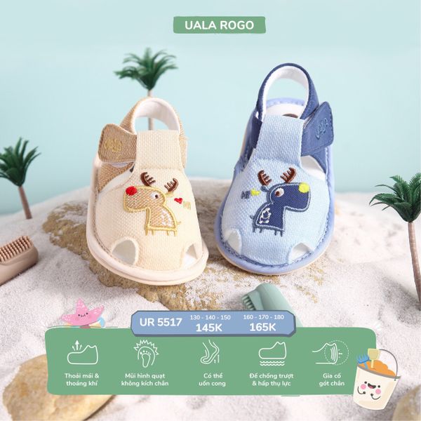  Dép tập đi Uala Rogo thêu hươu 5517 
