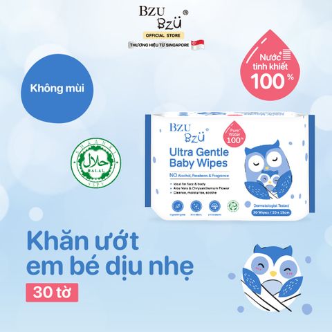  Khăn ướt dịu nhẹ Bzu Bzu 30 tờ 0M+ 