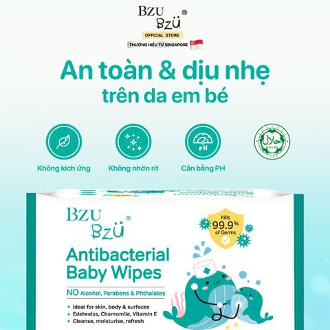  Khăn ướt kháng khuẩn Bzu Bzu 30 tờ 0M+ 