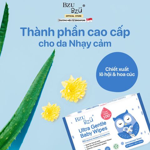  Khăn ướt dịu nhẹ Bzu Bzu 30 tờ 0M+ 