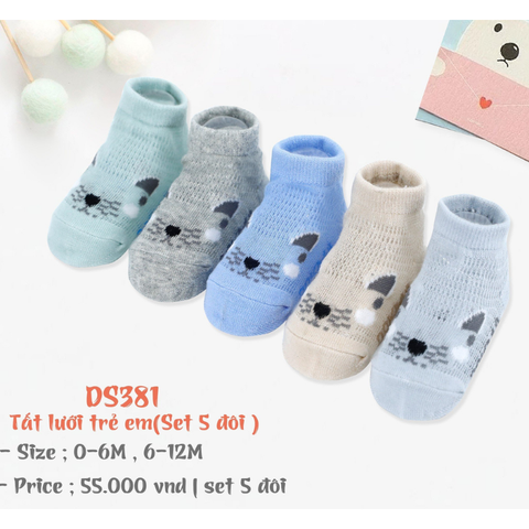  Set 5 đôi tất cổ ngắn Dokma lưới hè cho bé từ 0-12m 