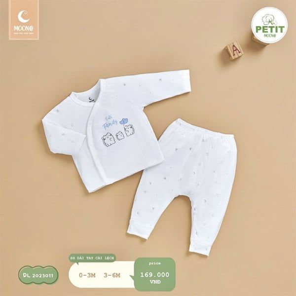  Bộ DTCL Moon sợi tre DL2023012 trắng xanh 0-3m 