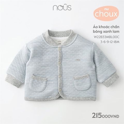  Áo khoác Nous chần bông xanh lam/tím nhạt (size từ 3M-18M) 