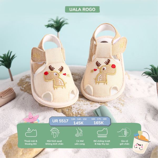  Dép tập đi Uala Rogo thêu hươu 5517 