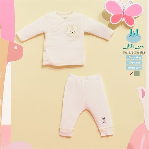 Bộ DTCL Little Love tăm kèm BCT+mũ viền vàng 0-3m 23LL05