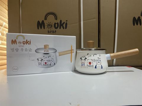 Quánh tráng men cao cấp 16cm có nắp Mooki BéBé