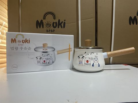  Quánh tráng men cao cấp 16cm có nắp Mooki BéBé 