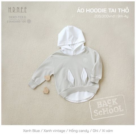  Áo hoodie Hrnee nỉ tai thỏ 