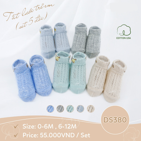  Set 5 đôi tất cổ ngắn Dokma lưới hè cho bé từ 0-12m 