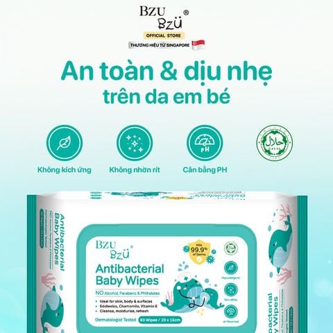  Khăn ướt kháng khuẩn Bzu Bzu 80 tờ 0M+ 