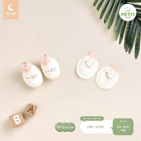  Set mũ, bao tay bao chân SS Moon trắng 