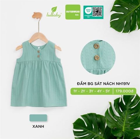  Đầm BG sát nách Lullaby cúc ngực NH191V xanh 1y 