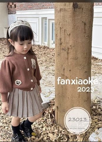  Bộ DT váy len đính gấu nâu kẻ size 90 
