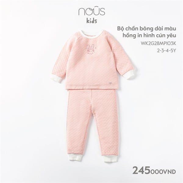  Bộ DT Nous chần bông cún yêu hồng 5y 