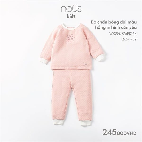  Bộ DT Nous chần bông cún yêu hồng 4y 