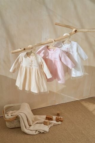  Váy DT Abbieoh cotton tùng lưới thỏ Punny hồng 24m 