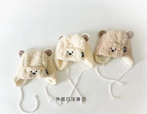  Mũ Ohaier lông cừu 139 xù gấu bé kem 