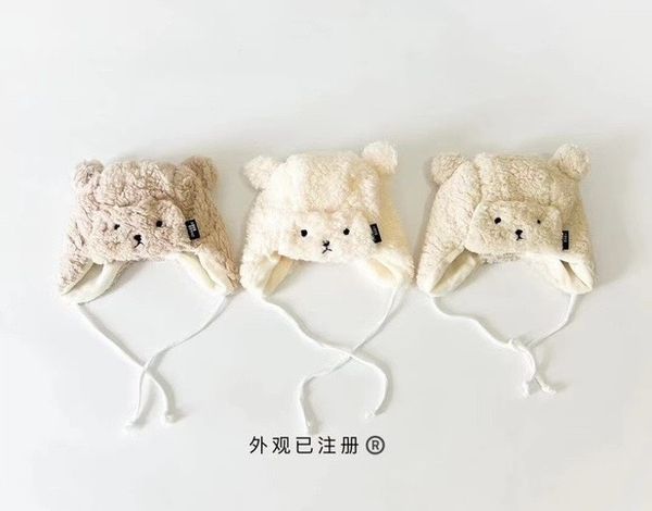  Mũ Ohaier lông cừu 139 xù quả bông hình gấu hồng,nâu 