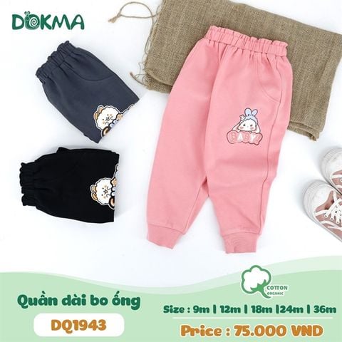  Quần dài bo gấu Dokma nỉ cạp to cho bé từ 12 - 36 tháng 