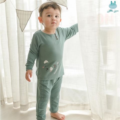  Bộ DT Little Love cài cúc nỉ da cá xanh 