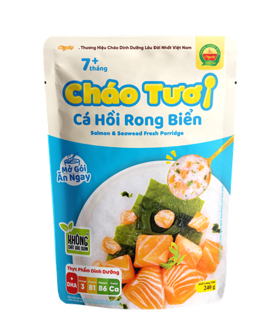 Cháo tươi Cây Thị cá hồi, rong biển 240g 7M+
