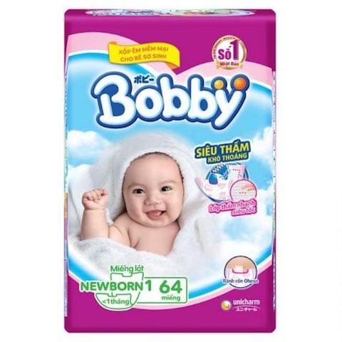 Bỉm Miếng lót Bobby NB1 (64 miếng)