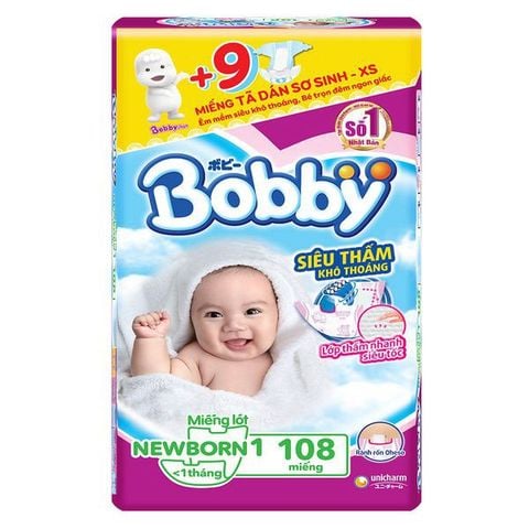  Bỉm Miếng lót Bobby NB1 (108 miếng) 