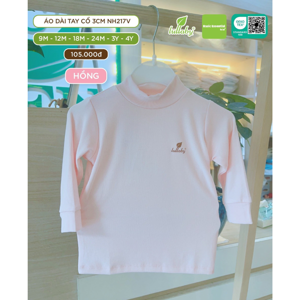  Áo DT cổ 3cm Lullaby petit NH217V ghi/hồng size 9M - 4Y 