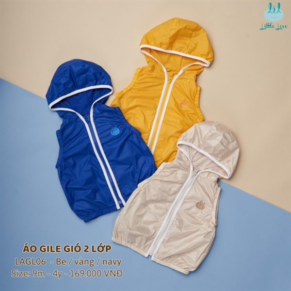  Áo gile Little Love gió 2 lớp màu be 