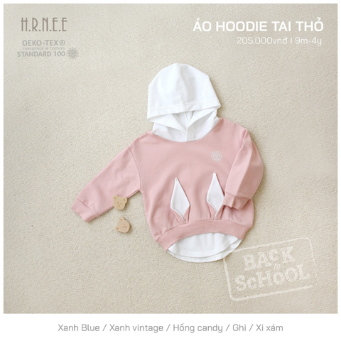  Áo hoodie Hrnee nỉ tai thỏ 